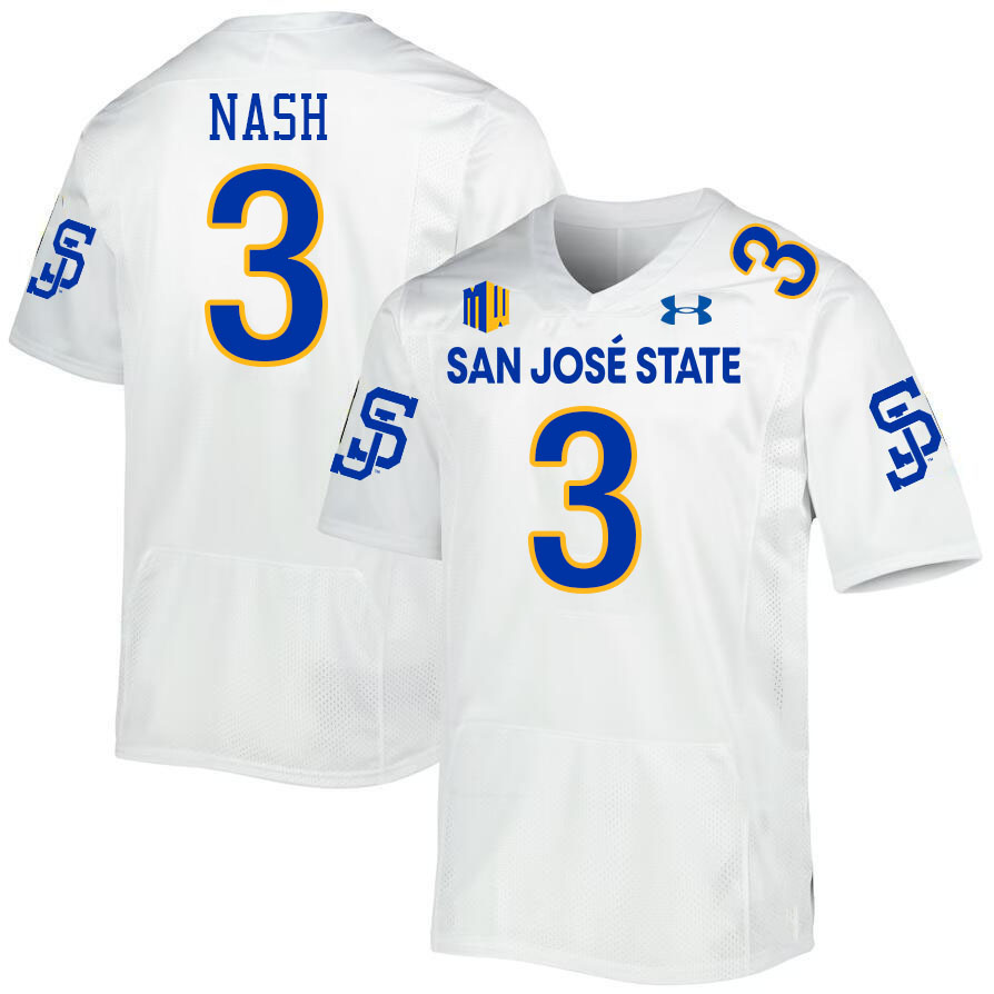 San Jose State Spartans #3 Nick Nash College Football Jerseys,Uniforms-White